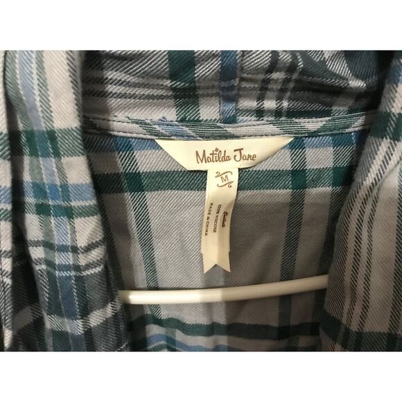 Matilda Jane plaid fringe roll tab open front cardigan Medium - Picture 6 of 6